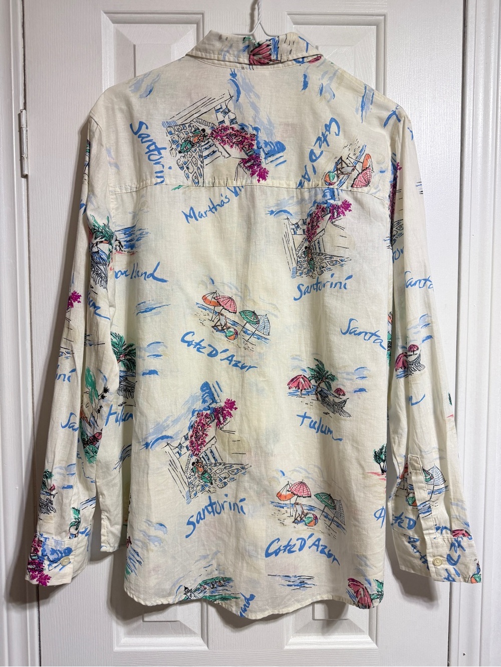 Gap easy linen blend beach vacay tropical long sleeve button down shirt Large - Picture 6 of 10